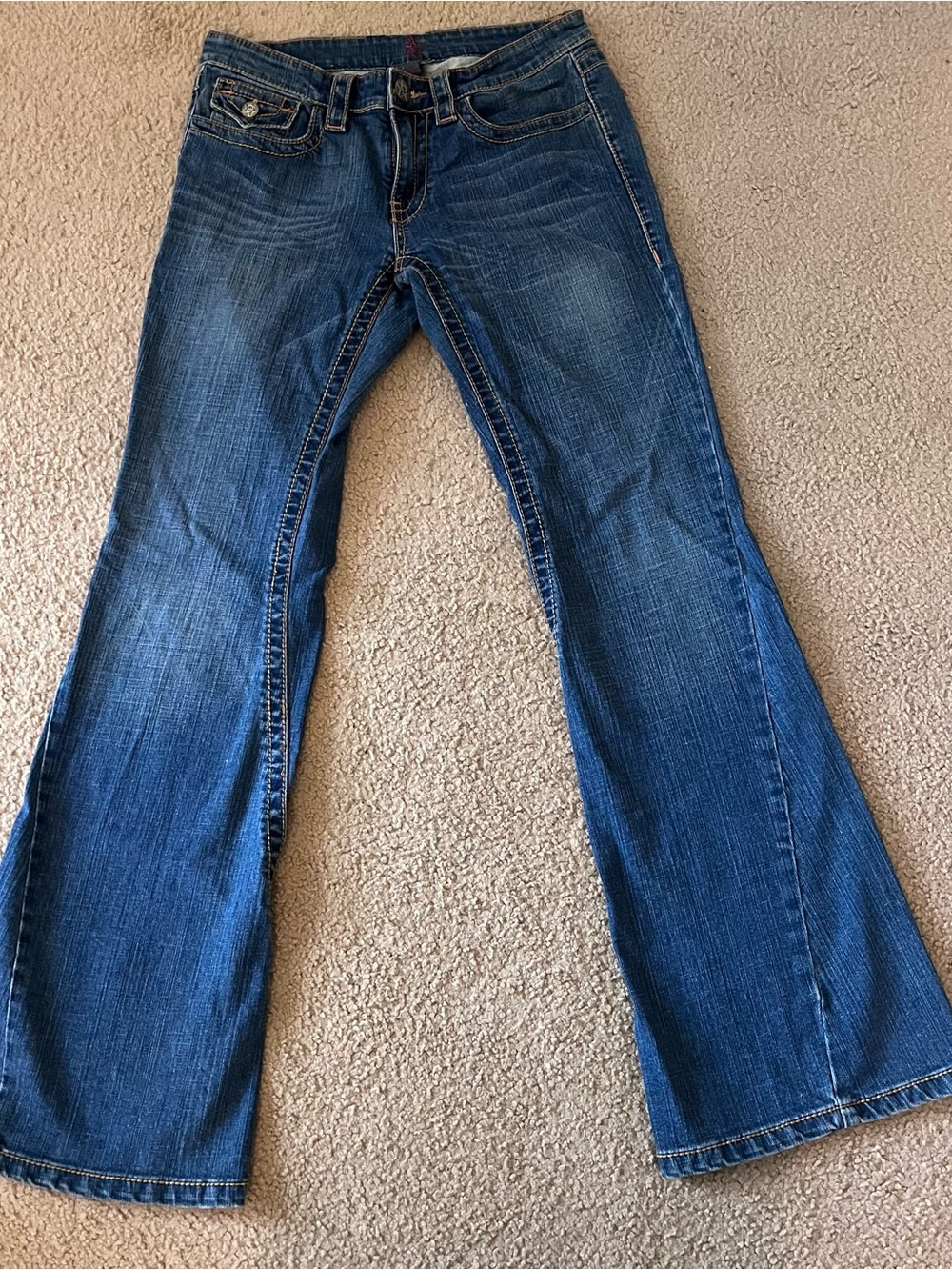 Blue Flared Denim Jeans- unknown brand